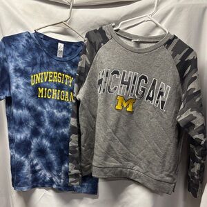 Michigan Duo set- Camo Sleeve Sweatshirt and Tie-Dye T-Shirt Set